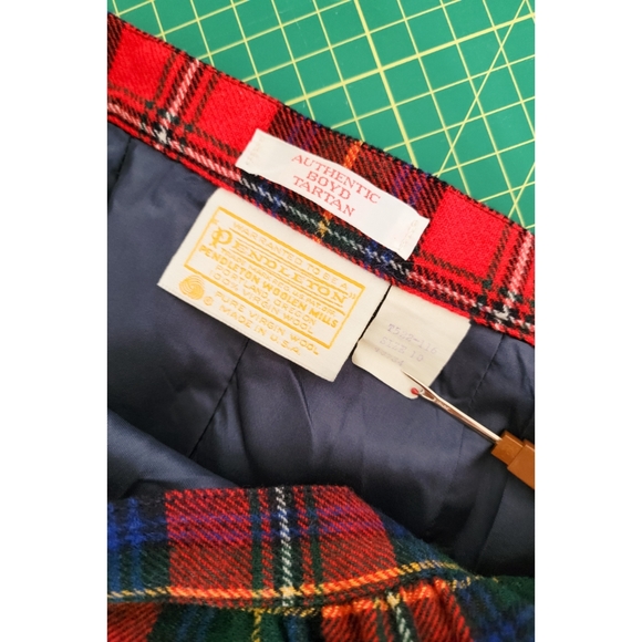 Vintage Pendleton Plaid Wool Tartan High Waist 80s Vintage Holiday Midi Skirt - Picture 6 of 15